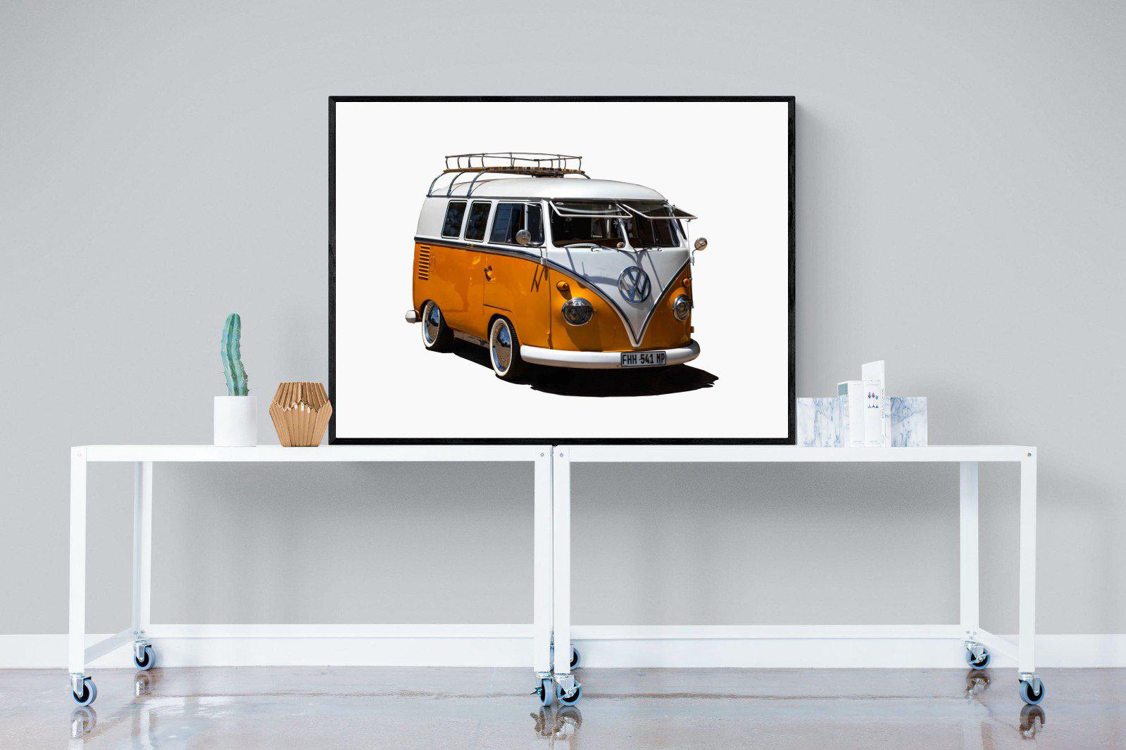 VW Combi-Wall_Art-120 x 90cm-Mounted Canvas-Black-Pixalot