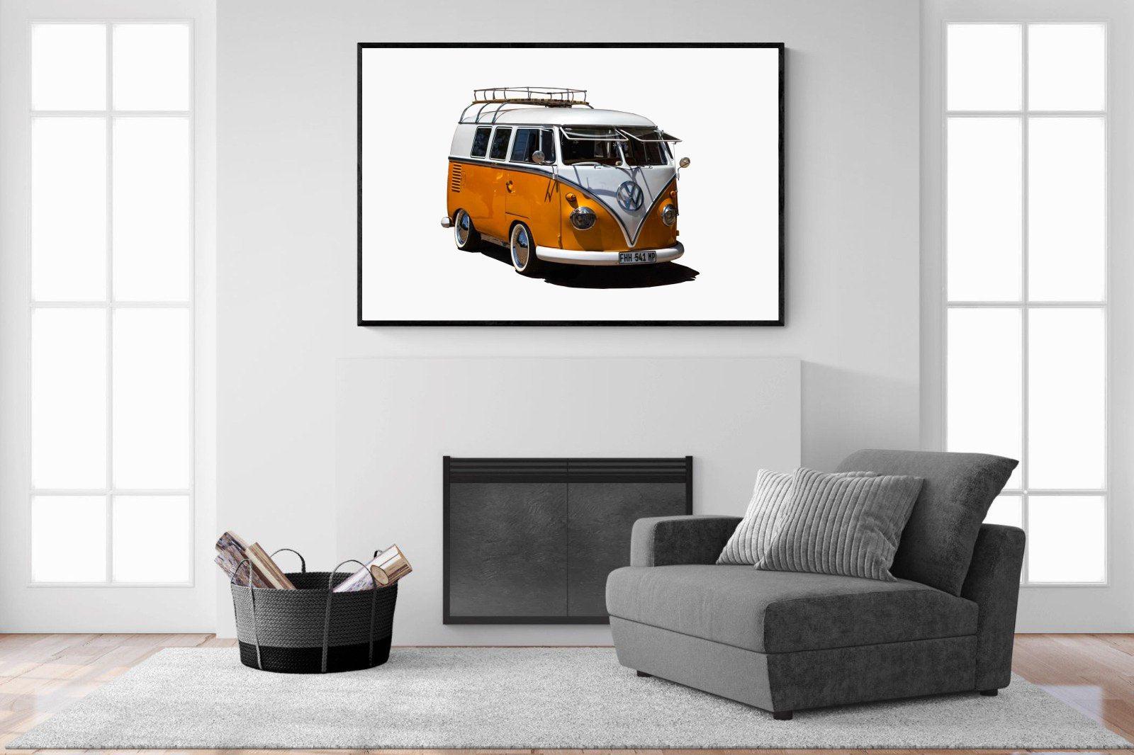 VW Combi-Wall_Art-150 x 100cm-Mounted Canvas-Black-Pixalot