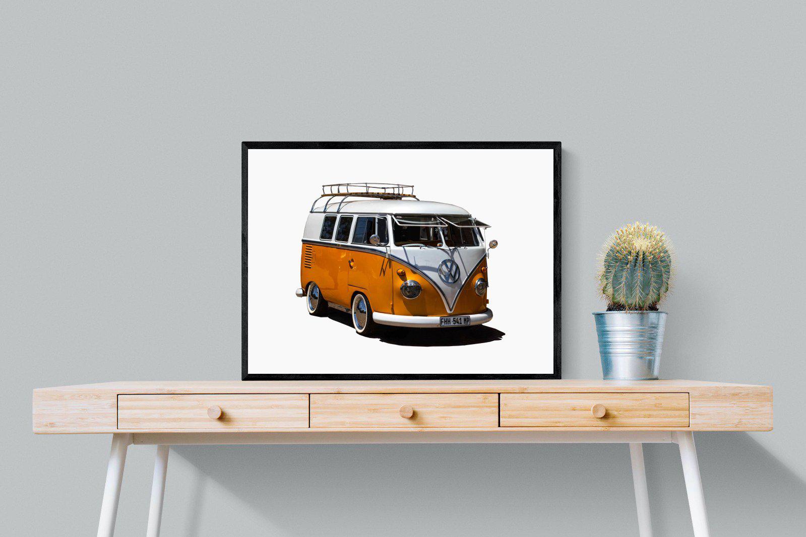 VW Combi-Wall_Art-80 x 60cm-Mounted Canvas-Black-Pixalot