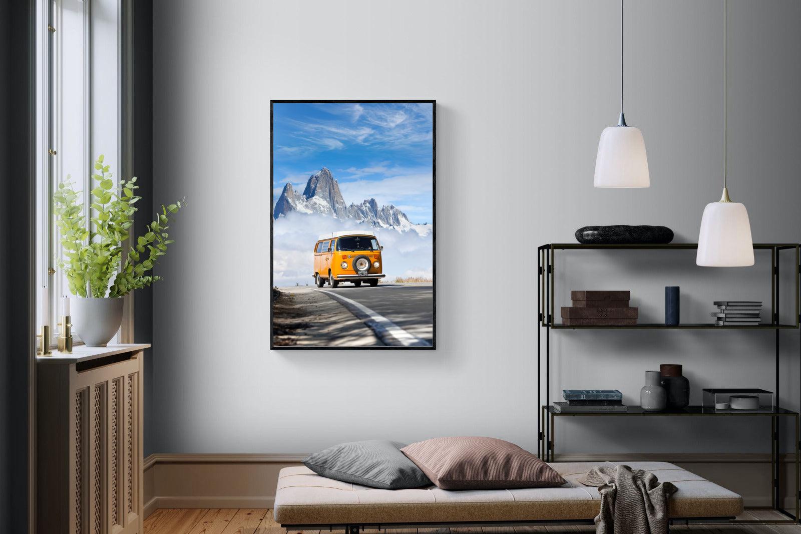 VW Mini Van-Wall_Art-100 x 150cm-Mounted Canvas-Black-Pixalot