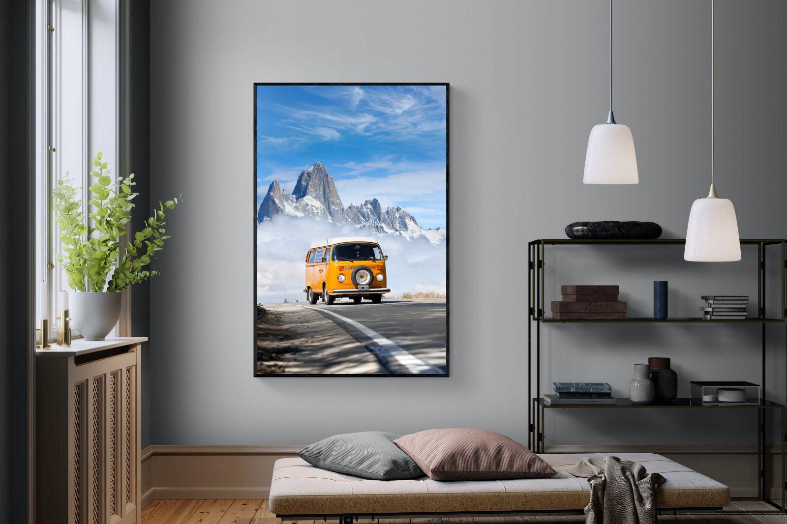 VW Mini Van-Wall_Art-120 x 180cm-Mounted Canvas-Black-Pixalot