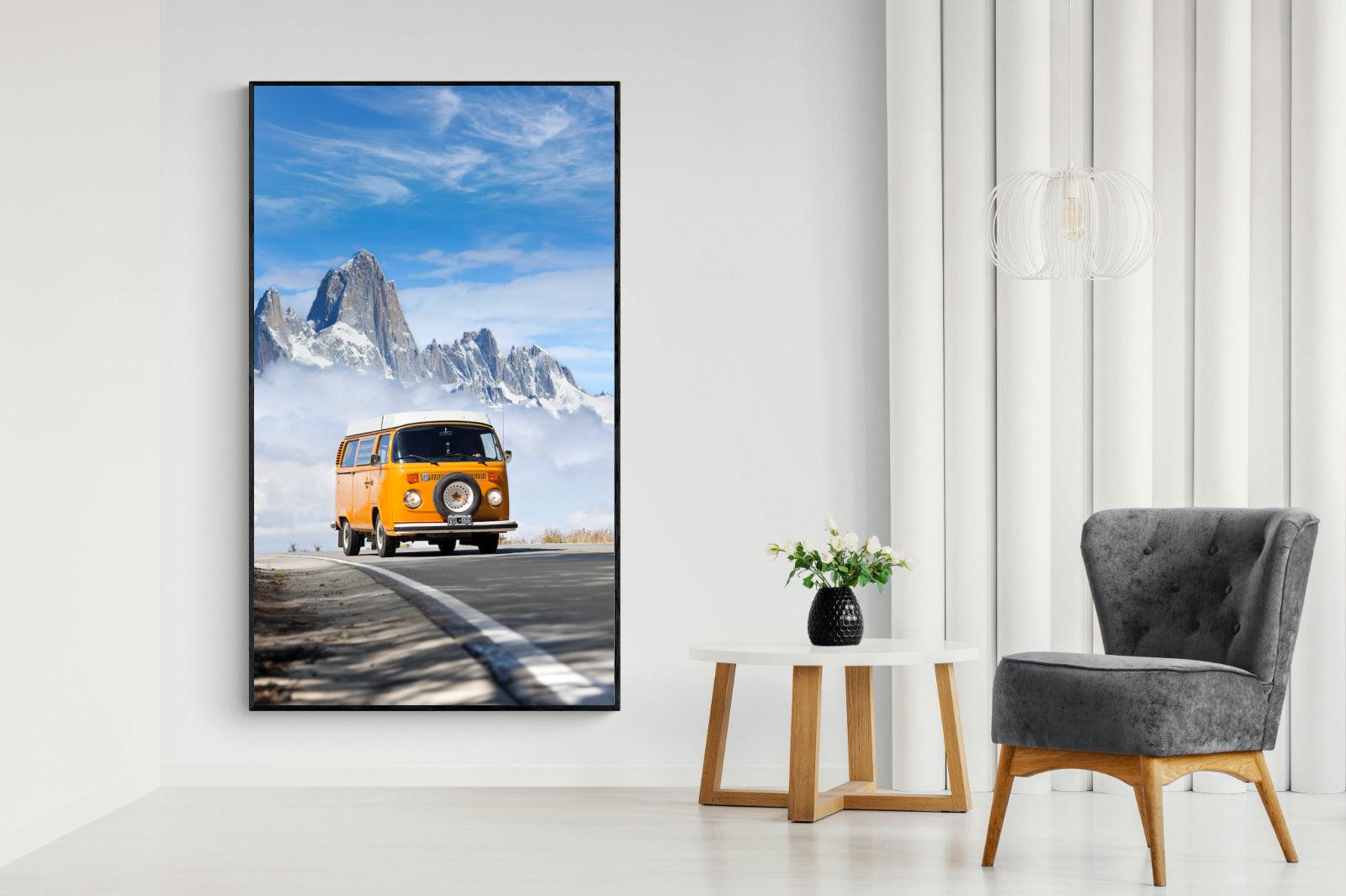 VW Mini Van-Wall_Art-130 x 220cm-Mounted Canvas-Black-Pixalot