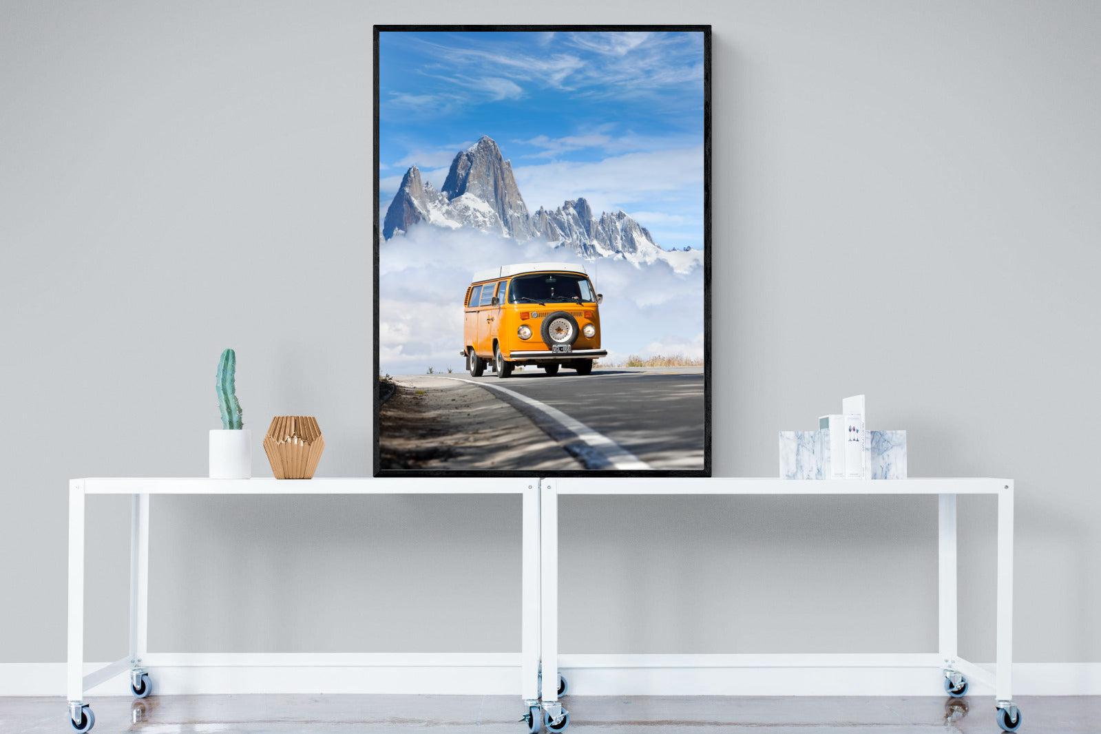 VW Mini Van-Wall_Art-90 x 120cm-Mounted Canvas-Black-Pixalot