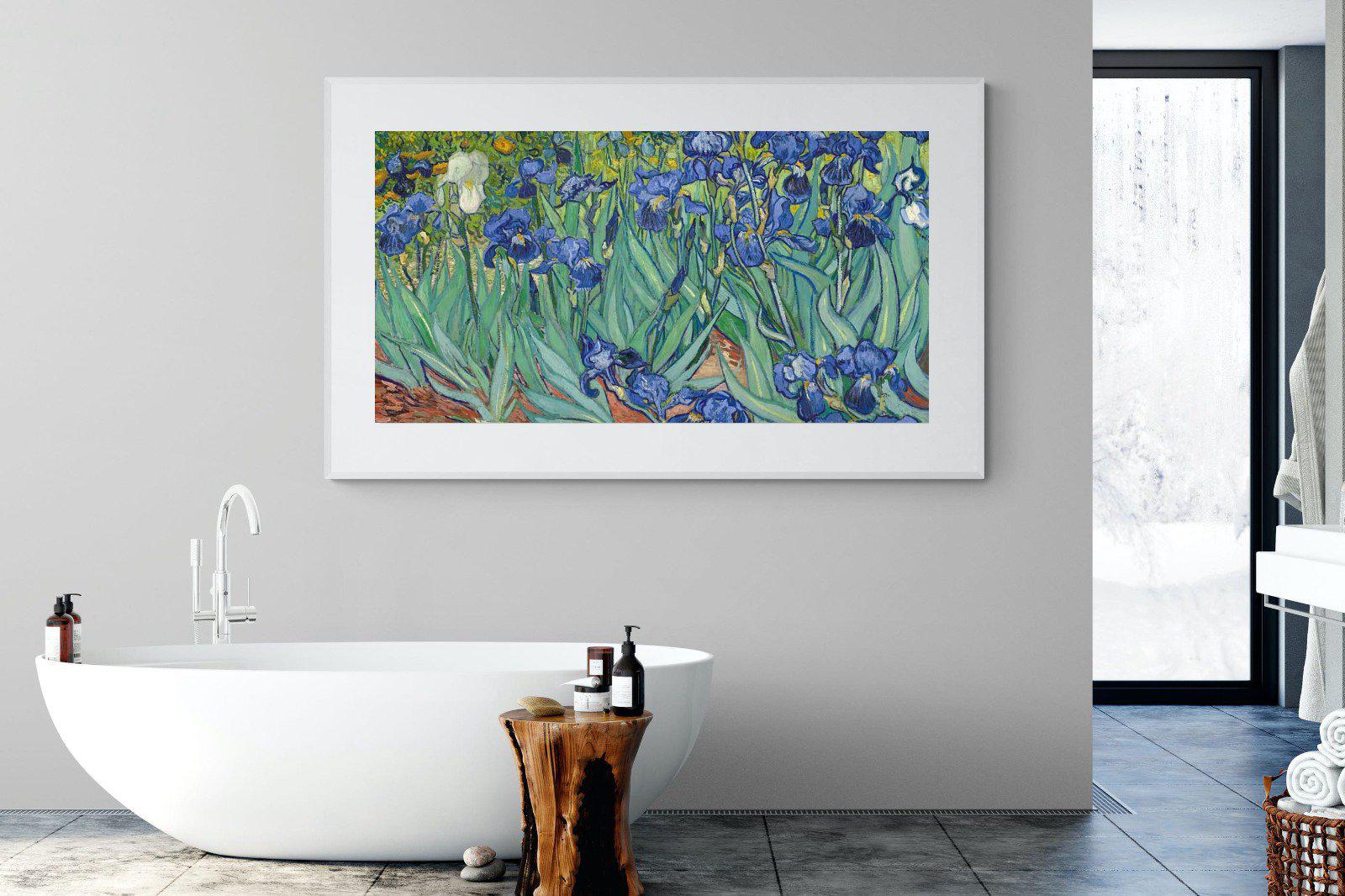 Van Gogh Irises-Wall_Art-180 x 110cm-Framed Print-White-Pixalot