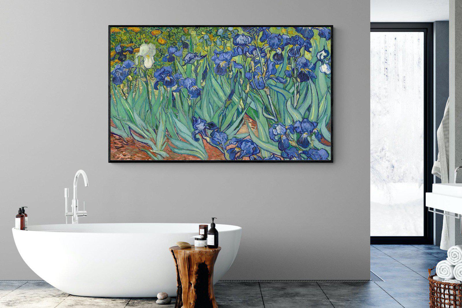 Van Gogh Irises-Wall_Art-180 x 110cm-Mounted Canvas-Black-Pixalot