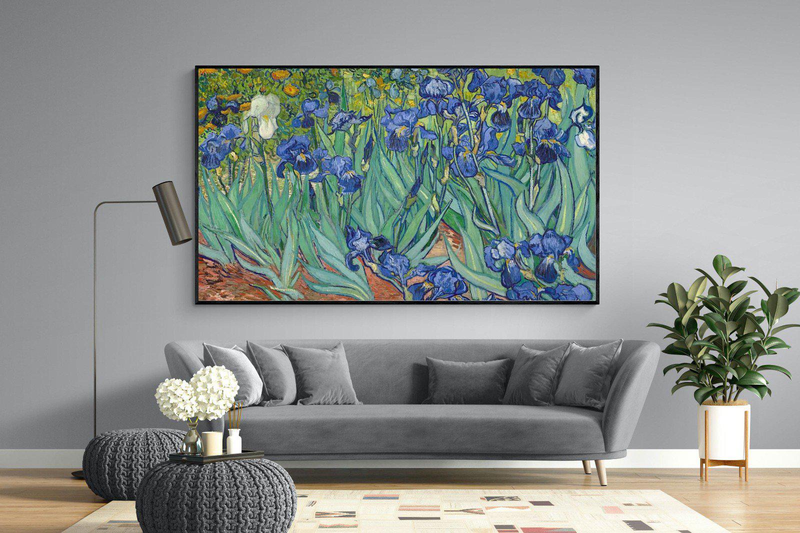 Van Gogh Irises-Wall_Art-220 x 130cm-Mounted Canvas-Black-Pixalot