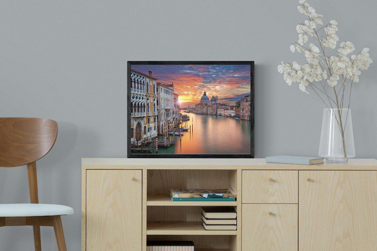 Venice at Dusk-Wall_Art-60 x 45cm-Mounted Canvas-Black-Pixalot