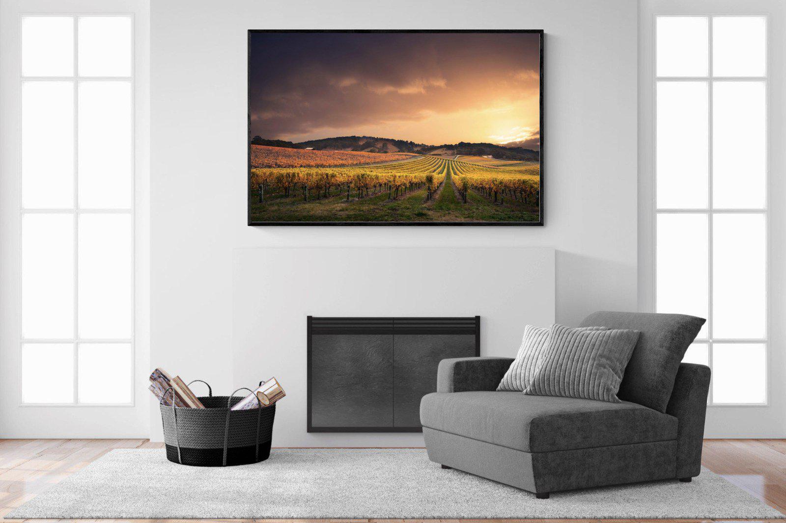 Vineyards-Wall_Art-150 x 100cm-Mounted Canvas-Black-Pixalot