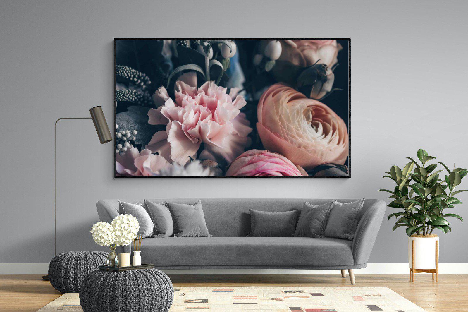 Vintage Bouquet-Wall_Art-220 x 130cm-Mounted Canvas-Black-Pixalot