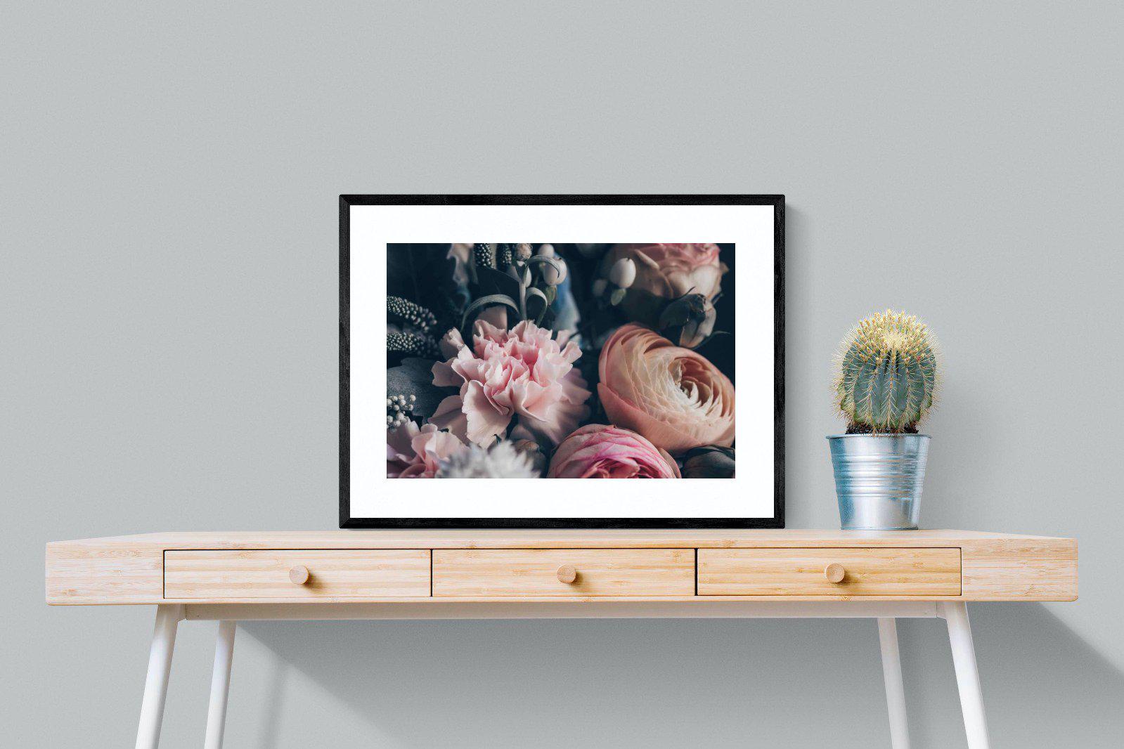 Vintage Bouquet-Wall_Art-80 x 60cm-Framed Print-Black-Pixalot