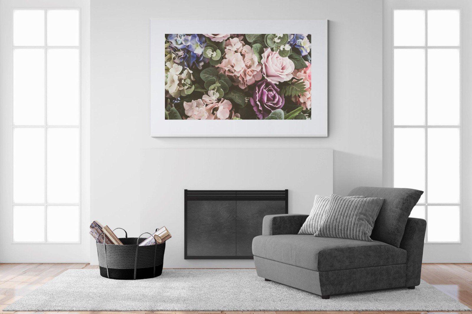 Vintage Roses-Wall_Art-150 x 100cm-Framed Print-White-Pixalot