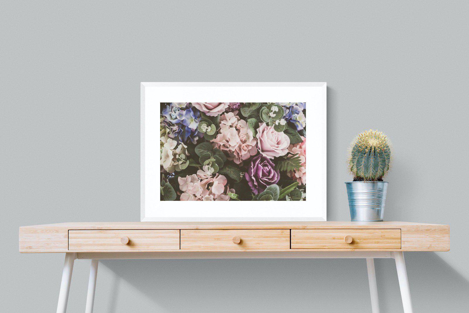 Vintage Roses-Wall_Art-80 x 60cm-Framed Print-White-Pixalot