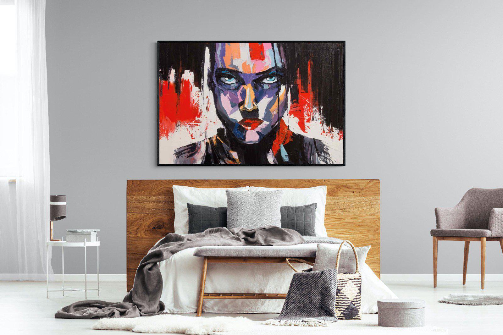 Vivid Girl-Wall_Art-150 x 100cm-Mounted Canvas-Black-Pixalot