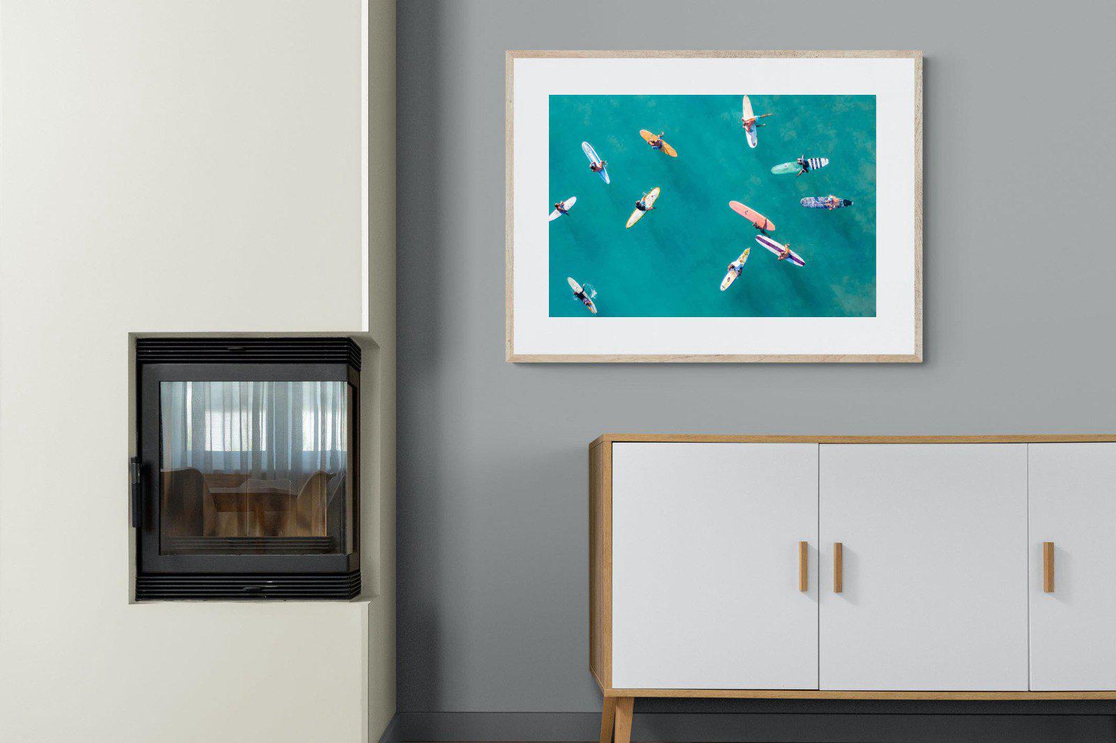 Waiting Surfers-Wall_Art-100 x 75cm-Framed Print-Wood-Pixalot