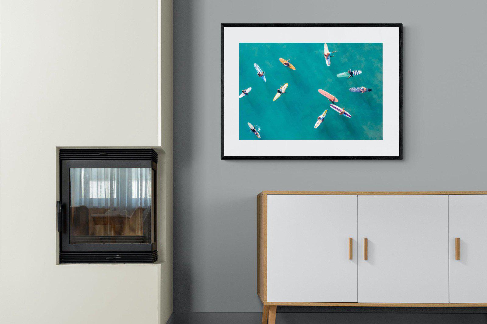 Waiting Surfers-Wall_Art-100 x 75cm-Framed Print-Black-Pixalot