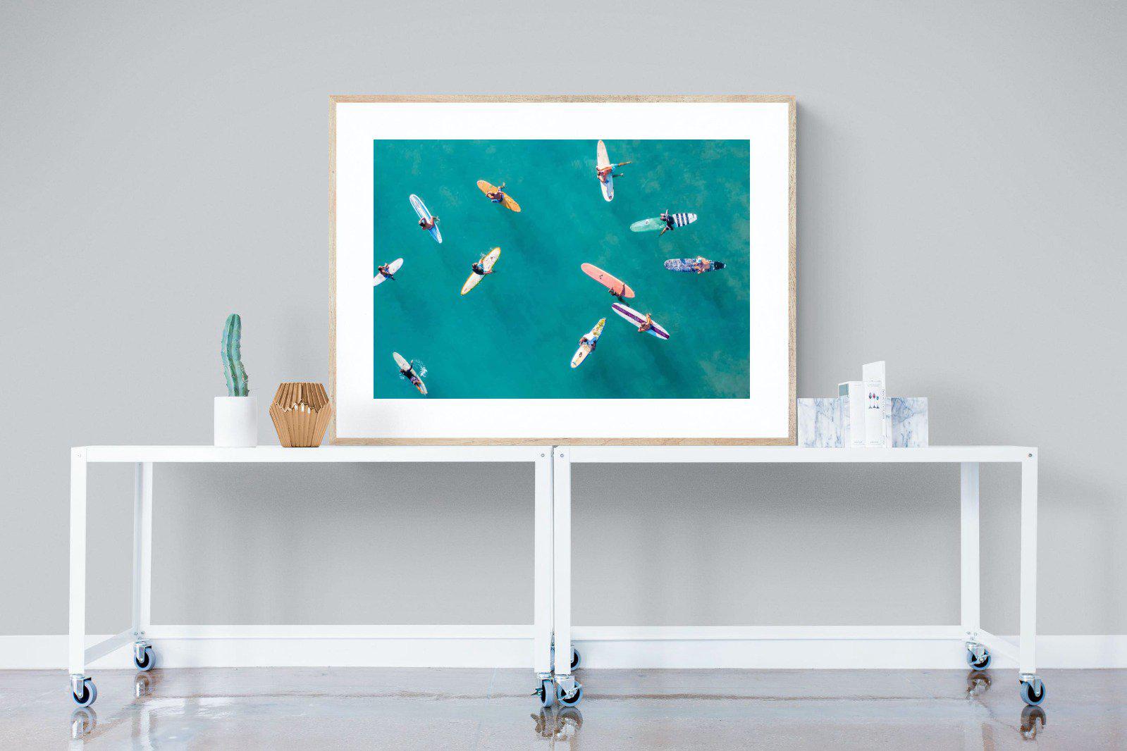 Waiting Surfers-Wall_Art-120 x 90cm-Framed Print-Wood-Pixalot