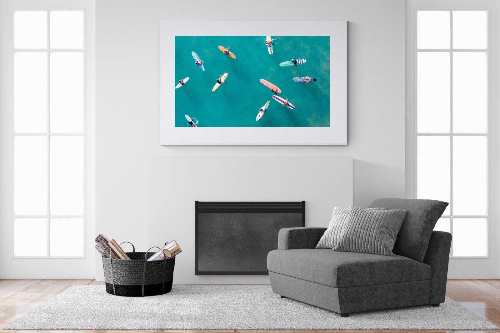 Waiting Surfers-Wall_Art-150 x 100cm-Framed Print-White-Pixalot