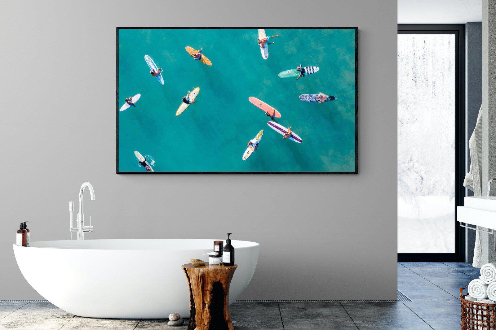 Waiting Surfers-Wall_Art-180 x 110cm-Mounted Canvas-Black-Pixalot