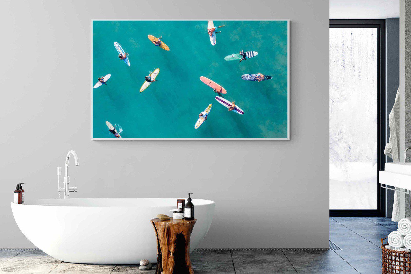 Waiting Surfers-Wall_Art-180 x 110cm-Mounted Canvas-White-Pixalot