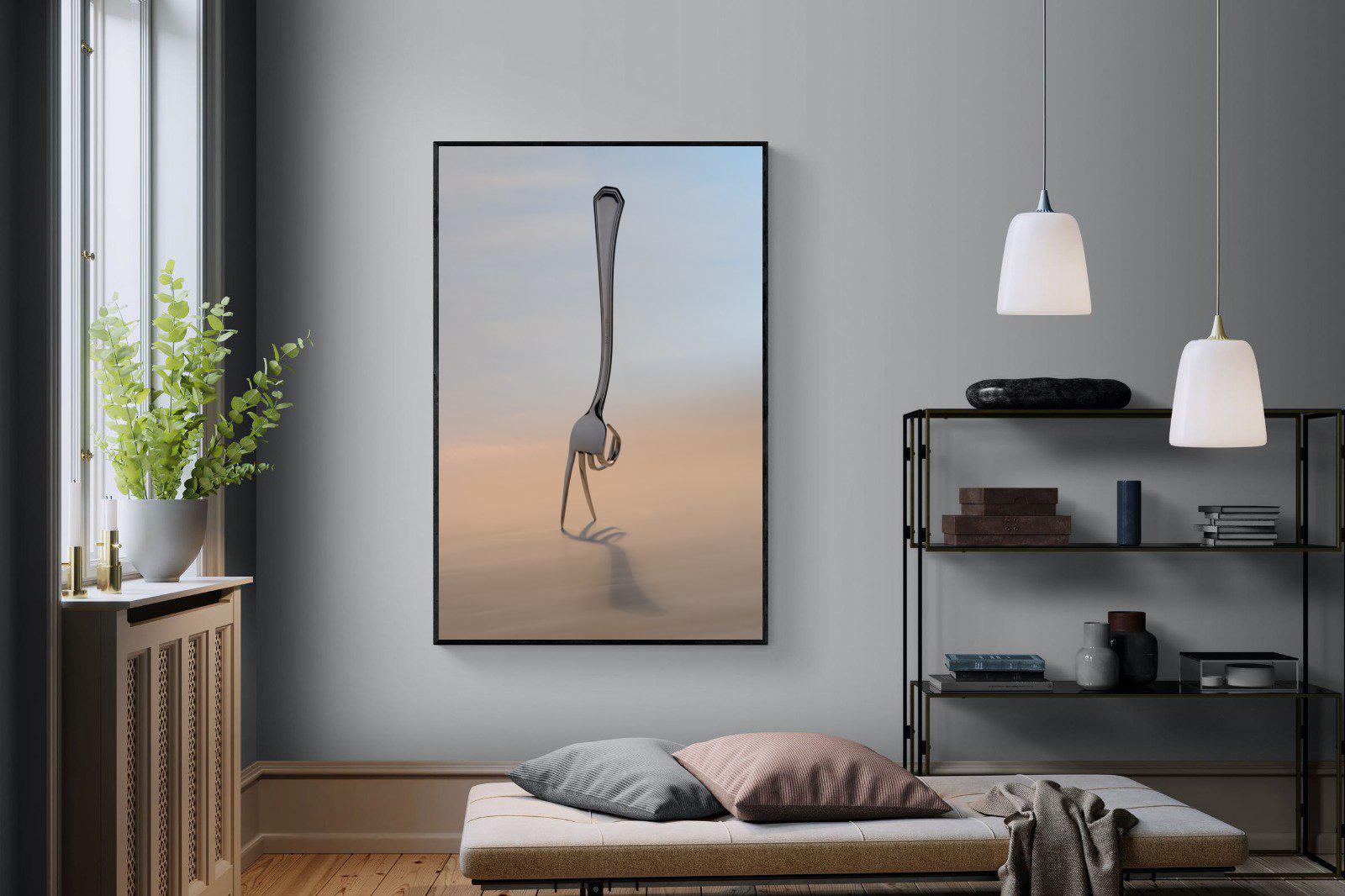 Walking Fork-Wall_Art-120 x 180cm-Mounted Canvas-Black-Pixalot