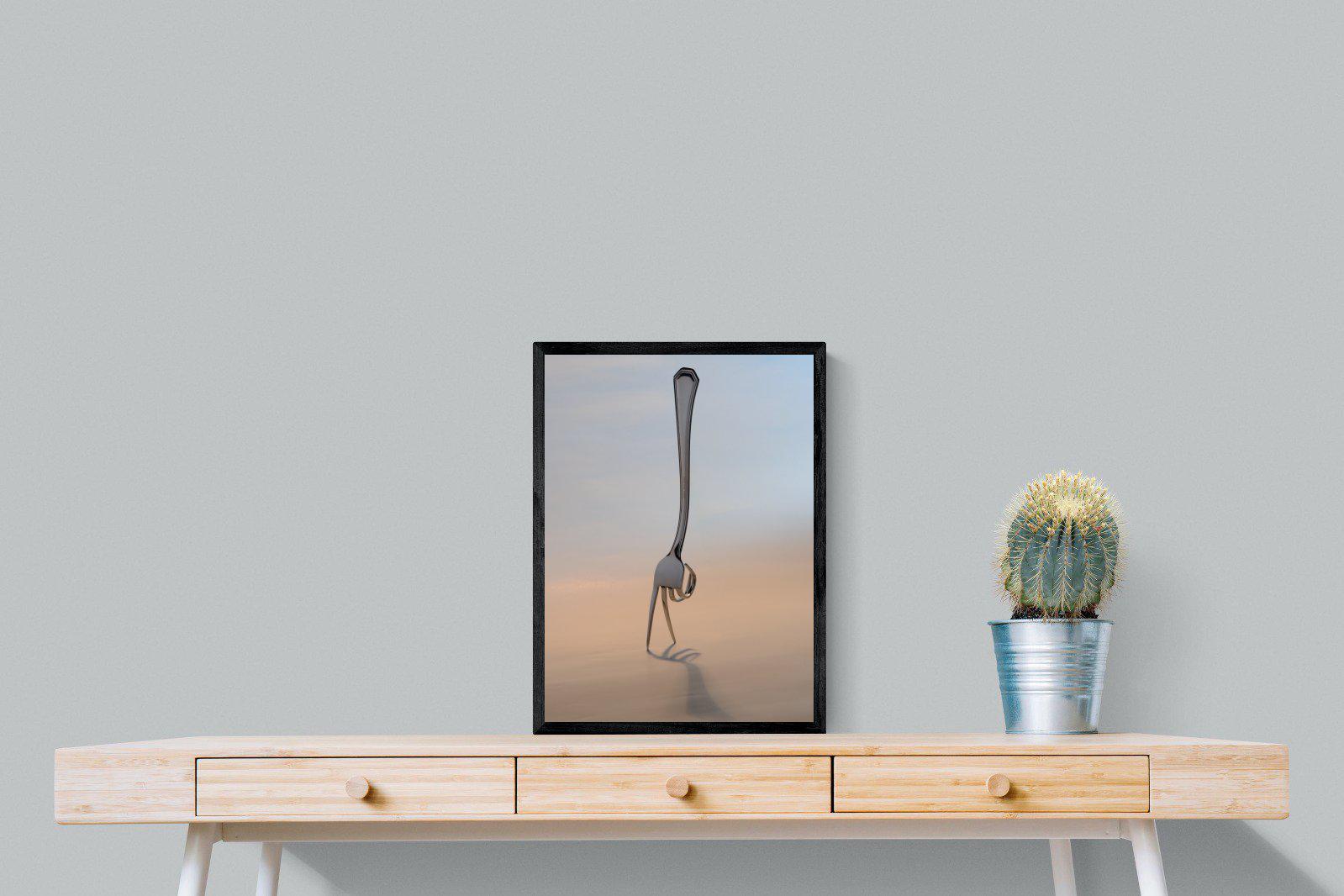 Walking Fork-Wall_Art-45 x 60cm-Mounted Canvas-Black-Pixalot