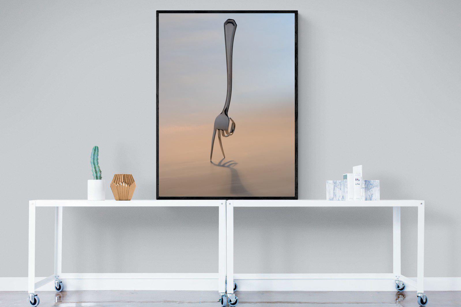 Walking Fork-Wall_Art-90 x 120cm-Mounted Canvas-Black-Pixalot