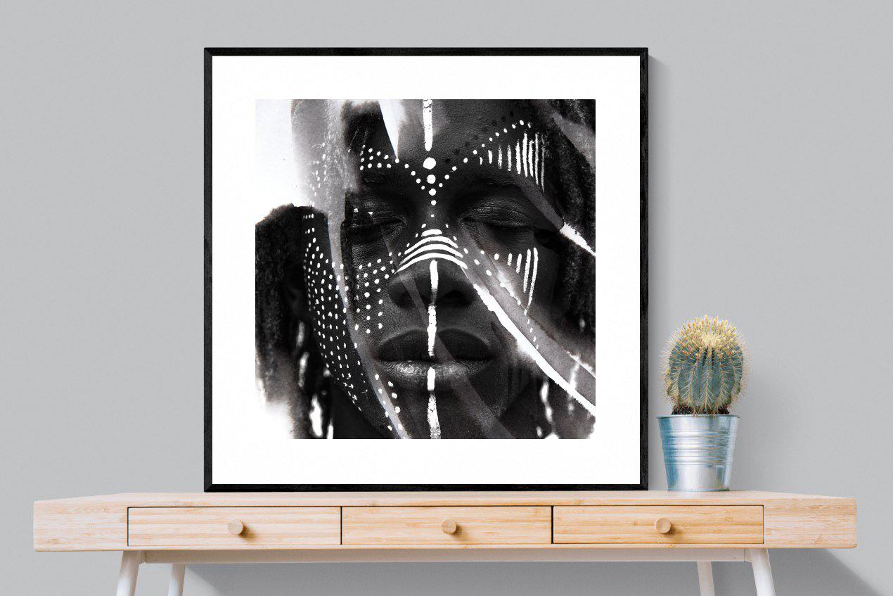 War Paint-Wall_Art-100 x 100cm-Framed Print-Black-Pixalot