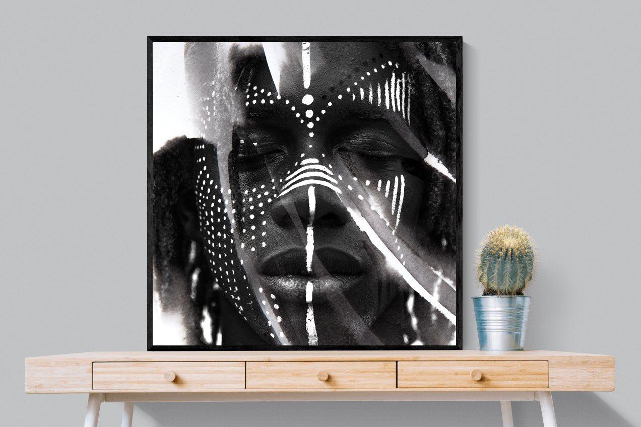 War Paint-Wall_Art-100 x 100cm-Mounted Canvas-Black-Pixalot