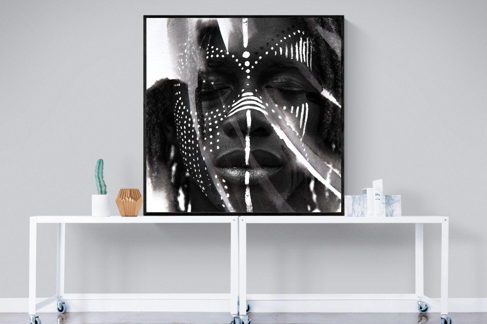 War Paint-Wall_Art-120 x 120cm-Mounted Canvas-Black-Pixalot