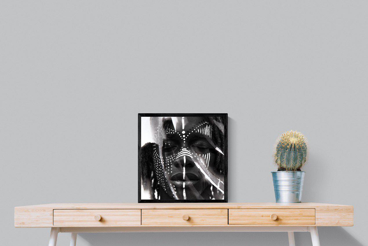 War Paint-Wall_Art-50 x 50cm-Mounted Canvas-Black-Pixalot