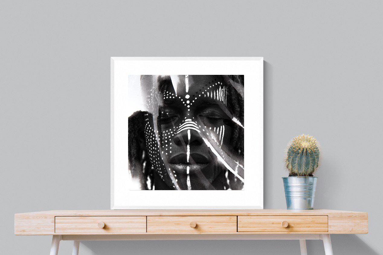 War Paint-Wall_Art-80 x 80cm-Framed Print-White-Pixalot