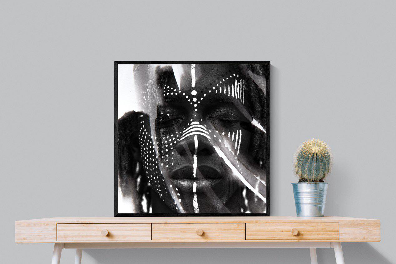 War Paint-Wall_Art-80 x 80cm-Mounted Canvas-Black-Pixalot