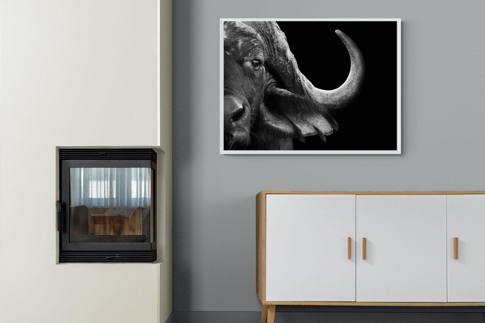 Water Buffalo-Wall_Art-100 x 75cm-Mounted Canvas-White-Pixalot