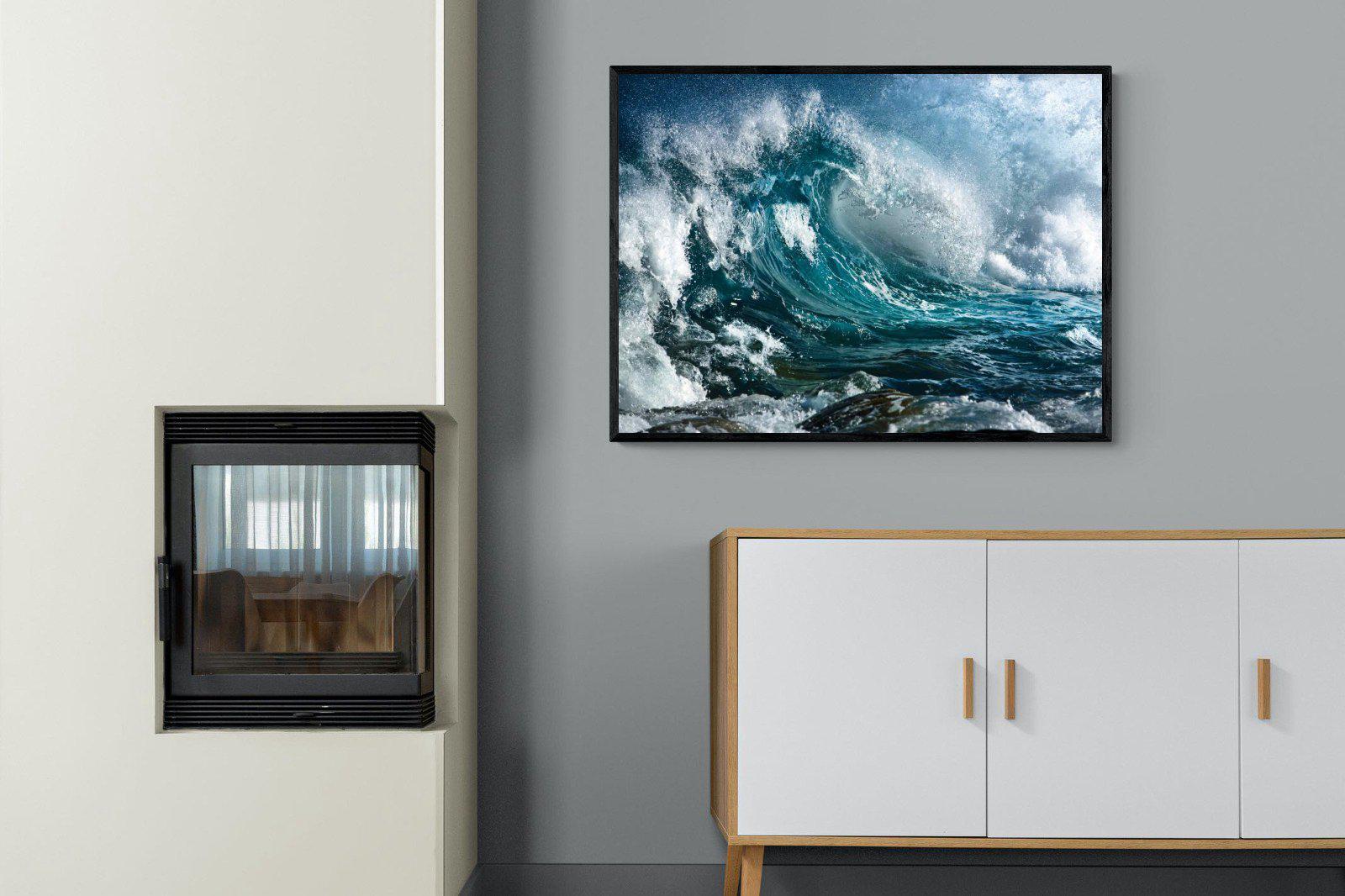 Wave-Wall_Art-100 x 75cm-Mounted Canvas-Black-Pixalot