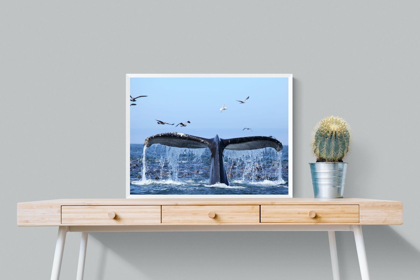 Whale Tail-Wall_Art-80 x 60cm-Mounted Canvas-White-Pixalot