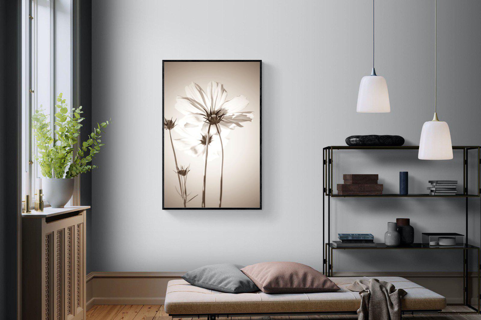 White Cosmos-Wall_Art-100 x 150cm-Mounted Canvas-Black-Pixalot