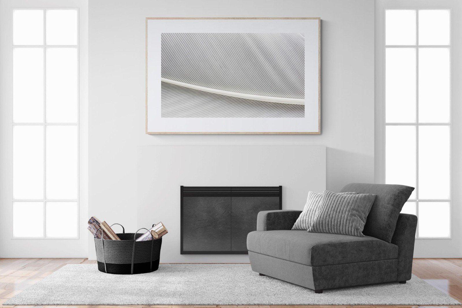 White Feather-Wall_Art-150 x 100cm-Framed Print-Wood-Pixalot