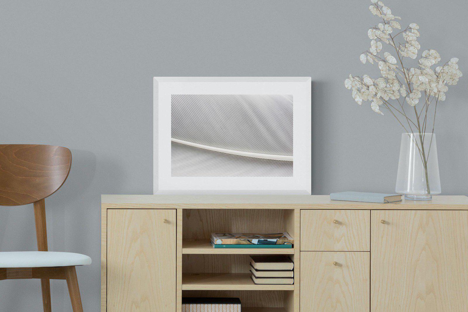 White Feather-Wall_Art-60 x 45cm-Framed Print-White-Pixalot