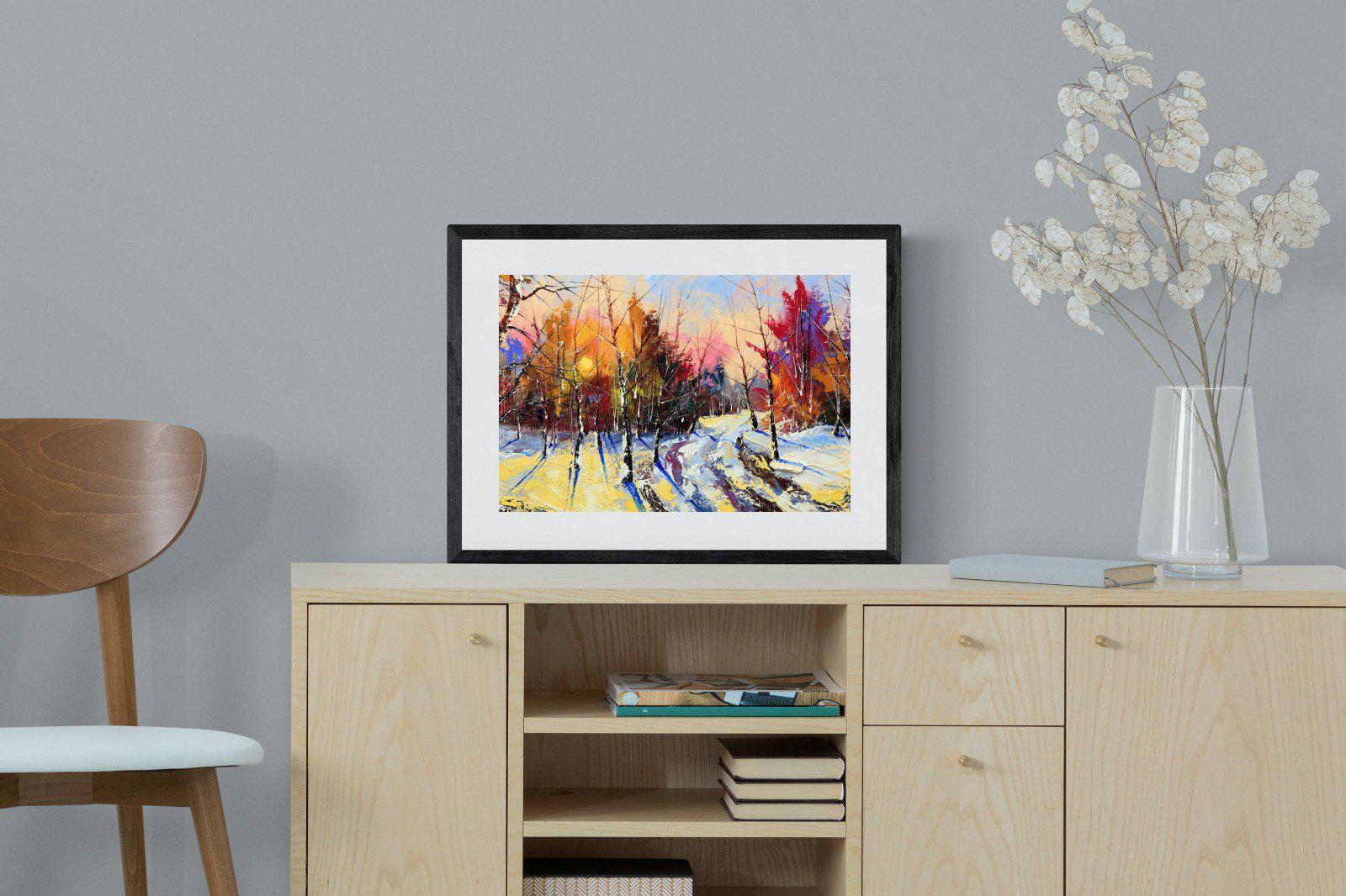 Winter Wood-Wall_Art-60 x 45cm-Framed Print-Black-Pixalot