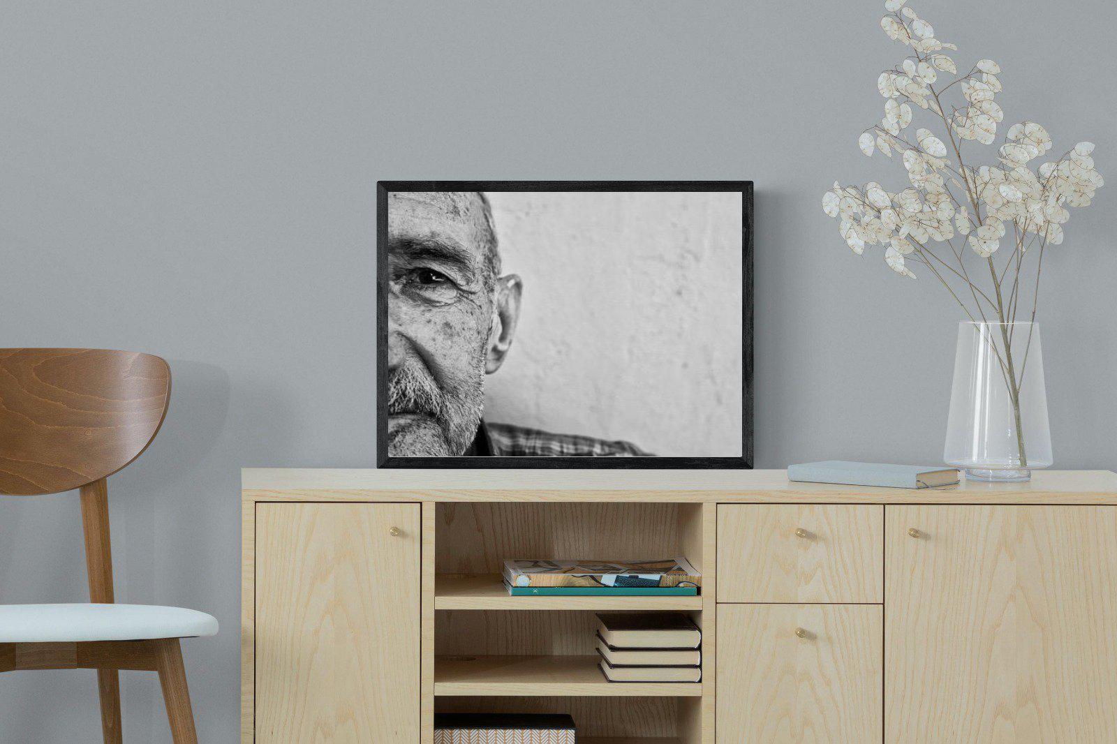 Wise Old Man-Wall_Art-60 x 45cm-Mounted Canvas-Black-Pixalot