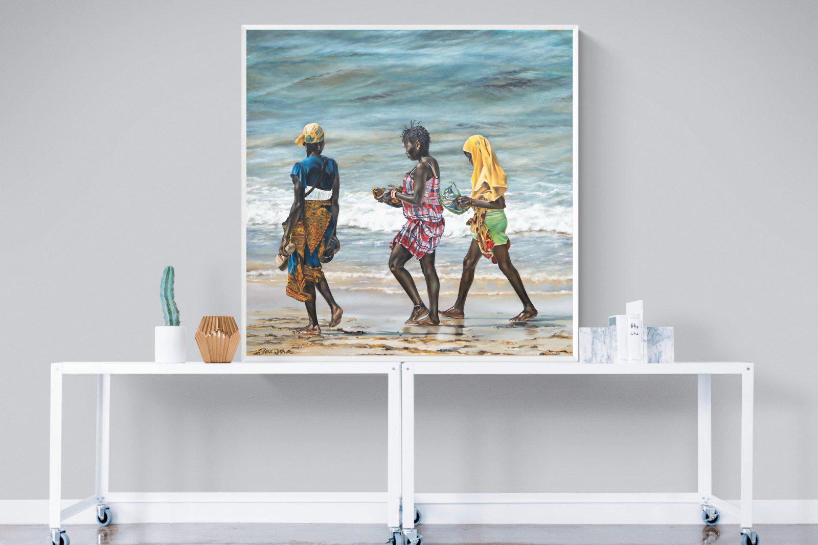 Women of Wimbi-Wall_Art-120 x 120cm-Mounted Canvas-White-Pixalot