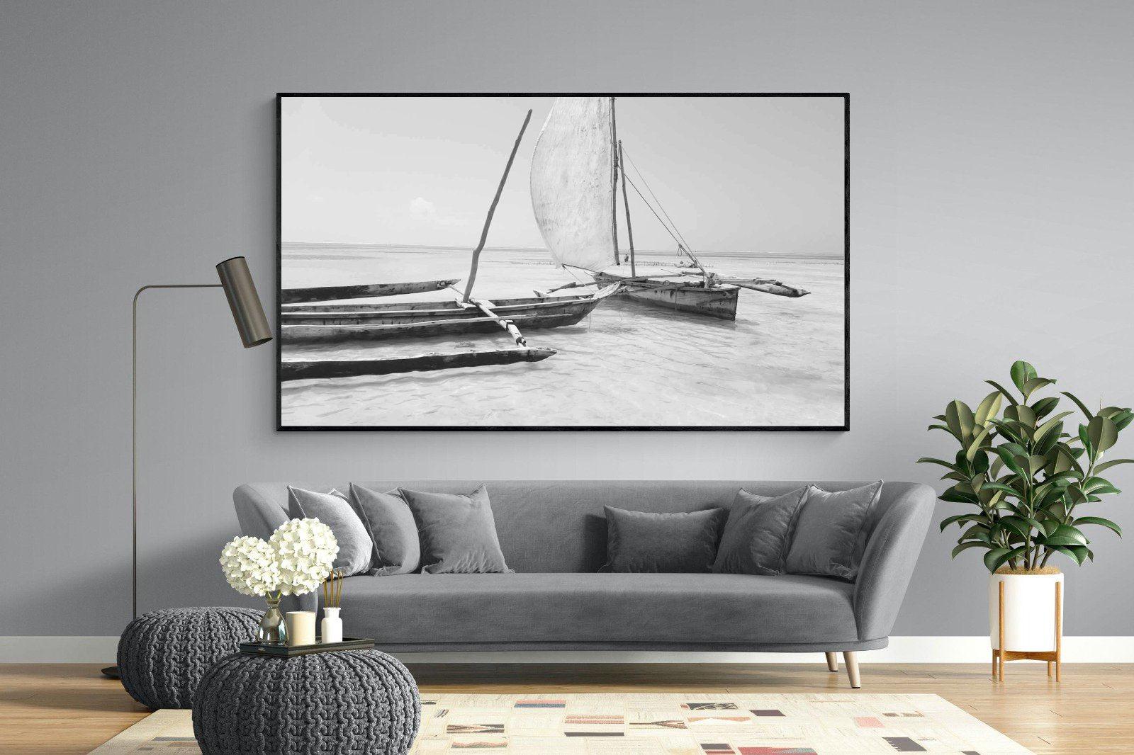 Zanzibar Fishing Boats-Wall_Art-220 x 130cm-Mounted Canvas-Black-Pixalot