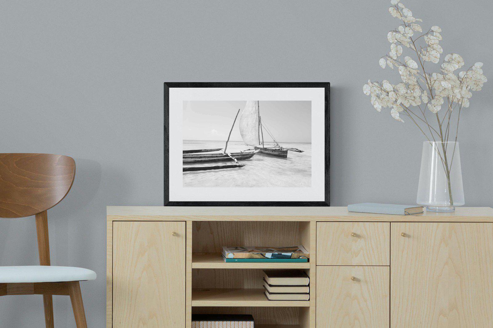 Zanzibar Fishing Boats-Wall_Art-60 x 45cm-Framed Print-Black-Pixalot
