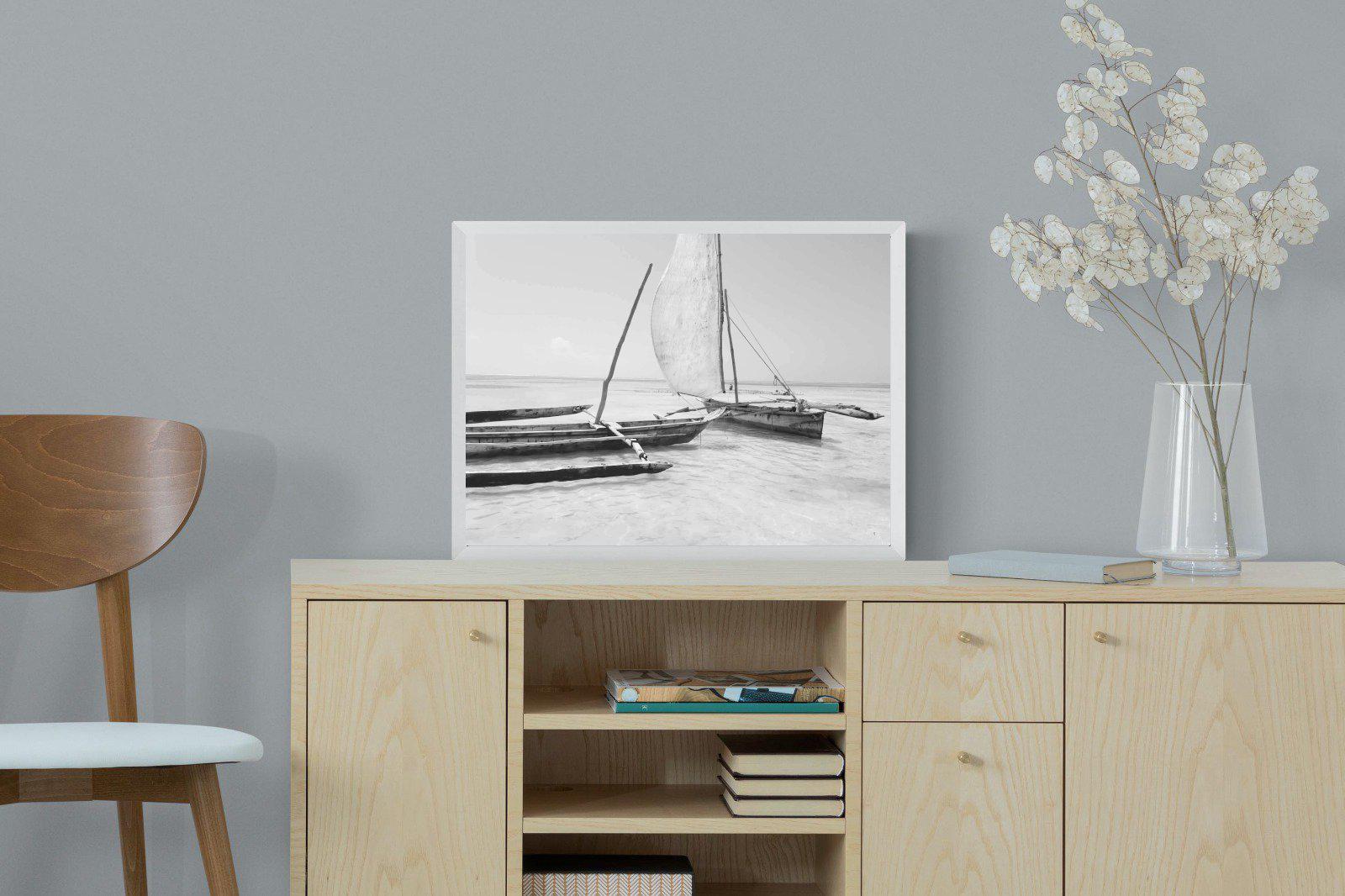 Zanzibar Fishing Boats-Wall_Art-60 x 45cm-Mounted Canvas-White-Pixalot