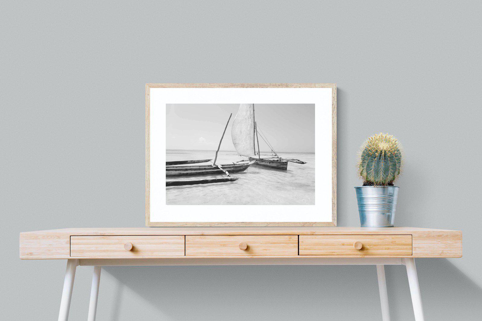 Zanzibar Fishing Boats-Wall_Art-80 x 60cm-Framed Print-Wood-Pixalot