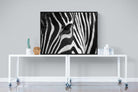Zebra Eye-Wall_Art-120 x 90cm-Mounted Canvas-Black-Pixalot
