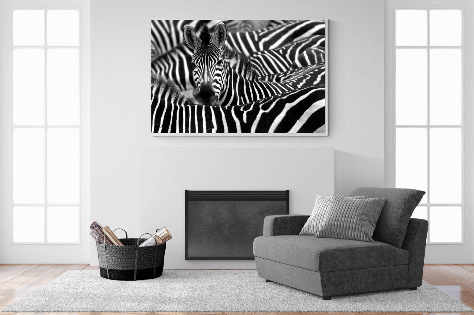 Zebra Look-Wall_Art-150 x 100cm-Mounted Canvas-White-Pixalot