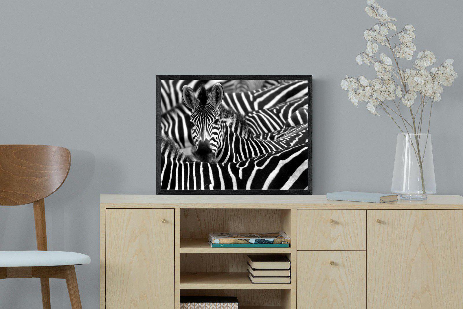 Zebra Look-Wall_Art-60 x 45cm-Mounted Canvas-Black-Pixalot