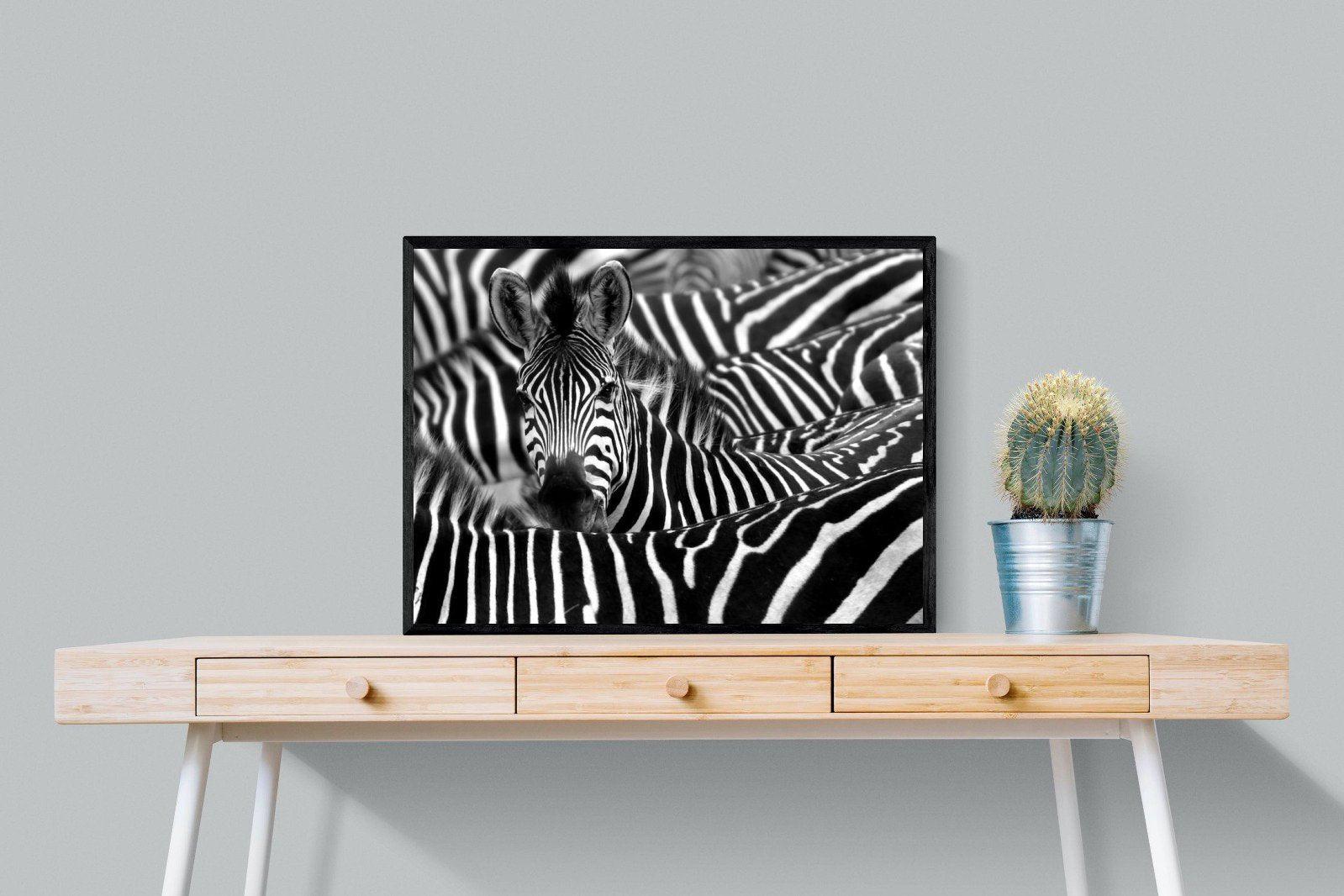 Zebra Look-Wall_Art-80 x 60cm-Mounted Canvas-Black-Pixalot
