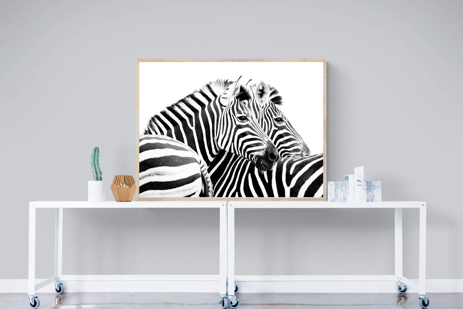 Zebra Pair-Wall_Art-120 x 90cm-Mounted Canvas-Wood-Pixalot